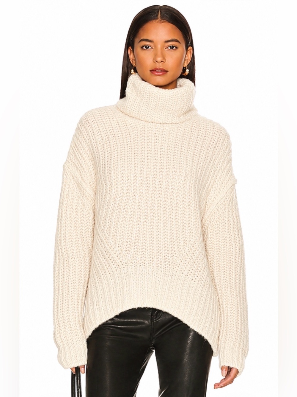 Lita by Ciara Alpaca Wool Blend Heaven Turtleneck Sweater Women's Ivory Chunky M